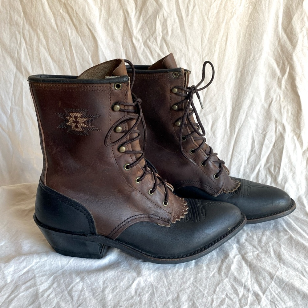 Abilene Boot Co. Two-Tone Lace Up Kiltie Paddock Boots